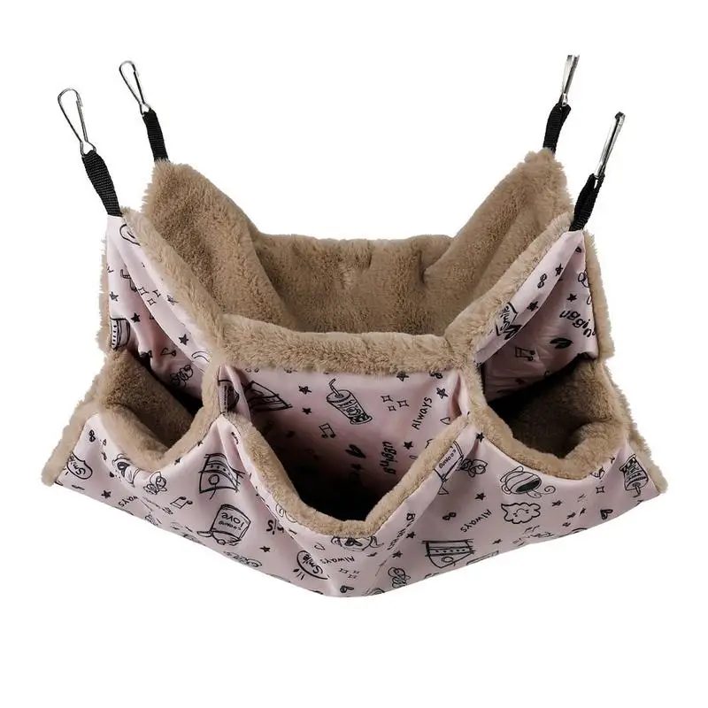 Small Pet Bed Hamster Hammock Doublelayer Hammock Hamster Hanging Bed Cage For Ferret Squirrel Pet Warm Hanging Nest