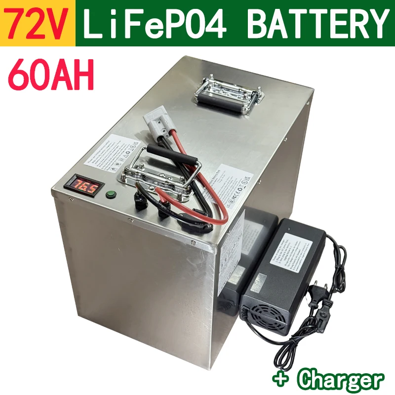 lithium 72V 60Ah lifepo4 battery BMS 24S for 8000W 3500W bicycle bike scooter Motorbike Motorcycle + 10A charger