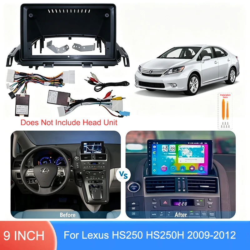 9 Inch Car Radio Fascia Frame For Lexus HS250 HS250H 2009-2012 Android Stereo Dash Panel Optional Wiring Harness