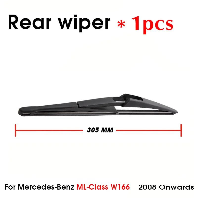 Car Wiper Blade For Mercedes-Benz ML-Class W166 2008- Rear Back Windshield Windscreen Rear Wiper 305mm+Arm 300mm Car Accessories