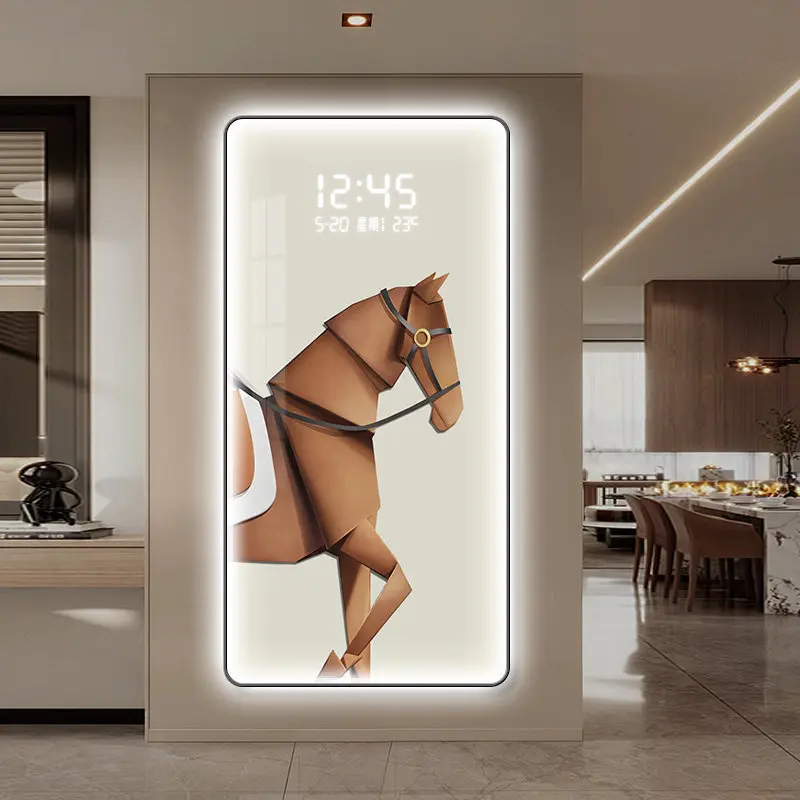 Modern Luxury Living Room Elephant Entrance Decoration Painting Room Wall Mounted Led Digital Display Electronic Clock Bedroom
