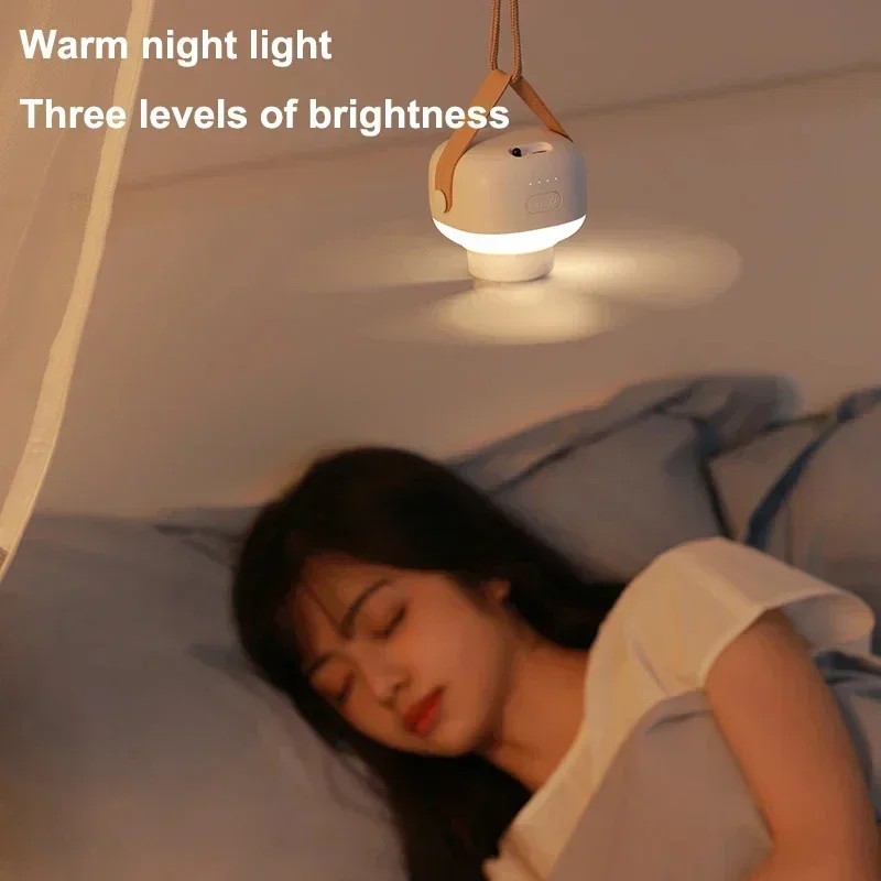 Portable Ceiling Fans Outdoor Camping Fan Tent Ventilator Cooler Rechargeable Electric Fan Remote Control LED Lighting