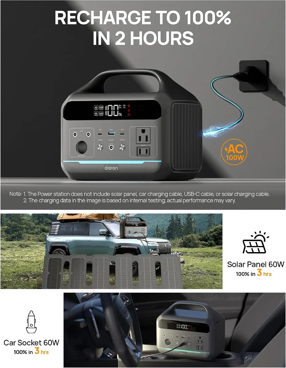 Portable Power Station 300W,192Wh Large Power Bank with 110V AC Outlet,LiFePO4 Battery Backup,8-Ports Solar Generator Fast Charg view 6