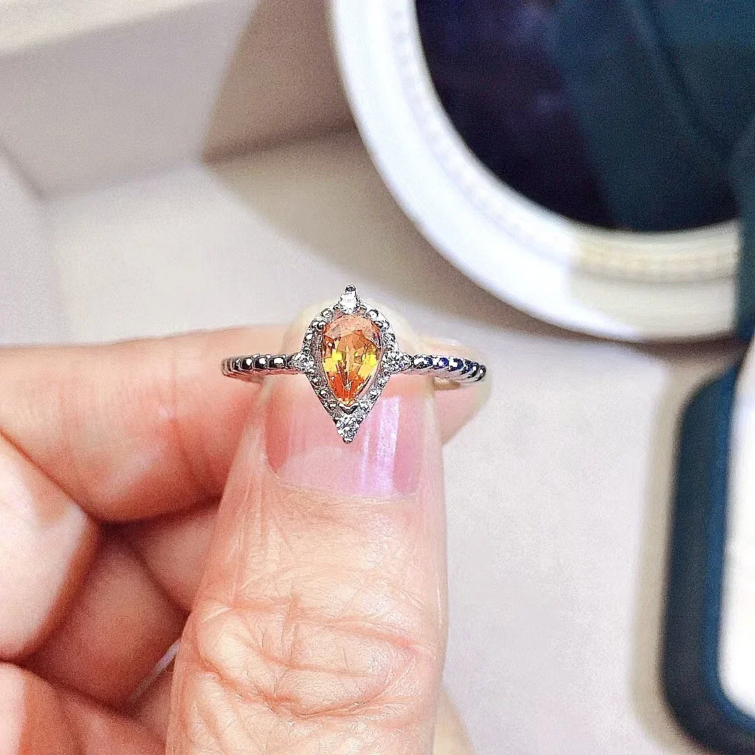 

Кольцо с натуральным желтым сапфиром грушевидной огранки 4 мм * 6 мм для помолвки, ювелирные изделия из стерлингового серебра 925 пробы с желтым сапфиром