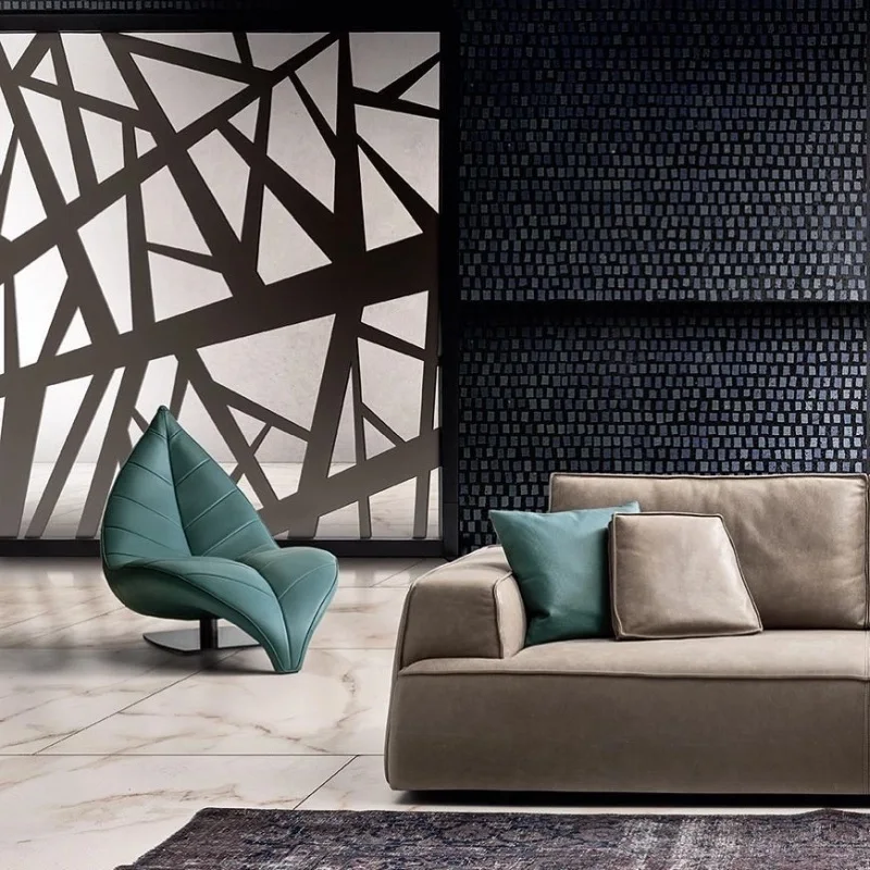 

Modern style creative leaves art modeling living room model room villa single recliner