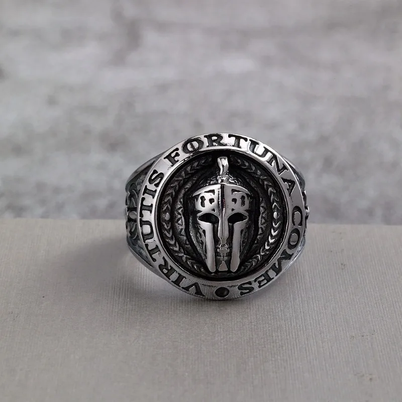 Vintage Stainless Steel Mask Ring for Men, European American Retro Style Decorative Finger Fashion Jewelry
