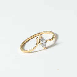 Waterproof Stainless Steel Rings For Women Irregular Water Drop Shaped Zircon Rings Wedding Party Jewelry