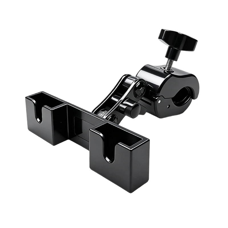 U55B Radio and Speaker Unit Bar Mount with Mechanical Clamp Base, 360 Degree View Change and Two Slot Holder for Outdoor Road