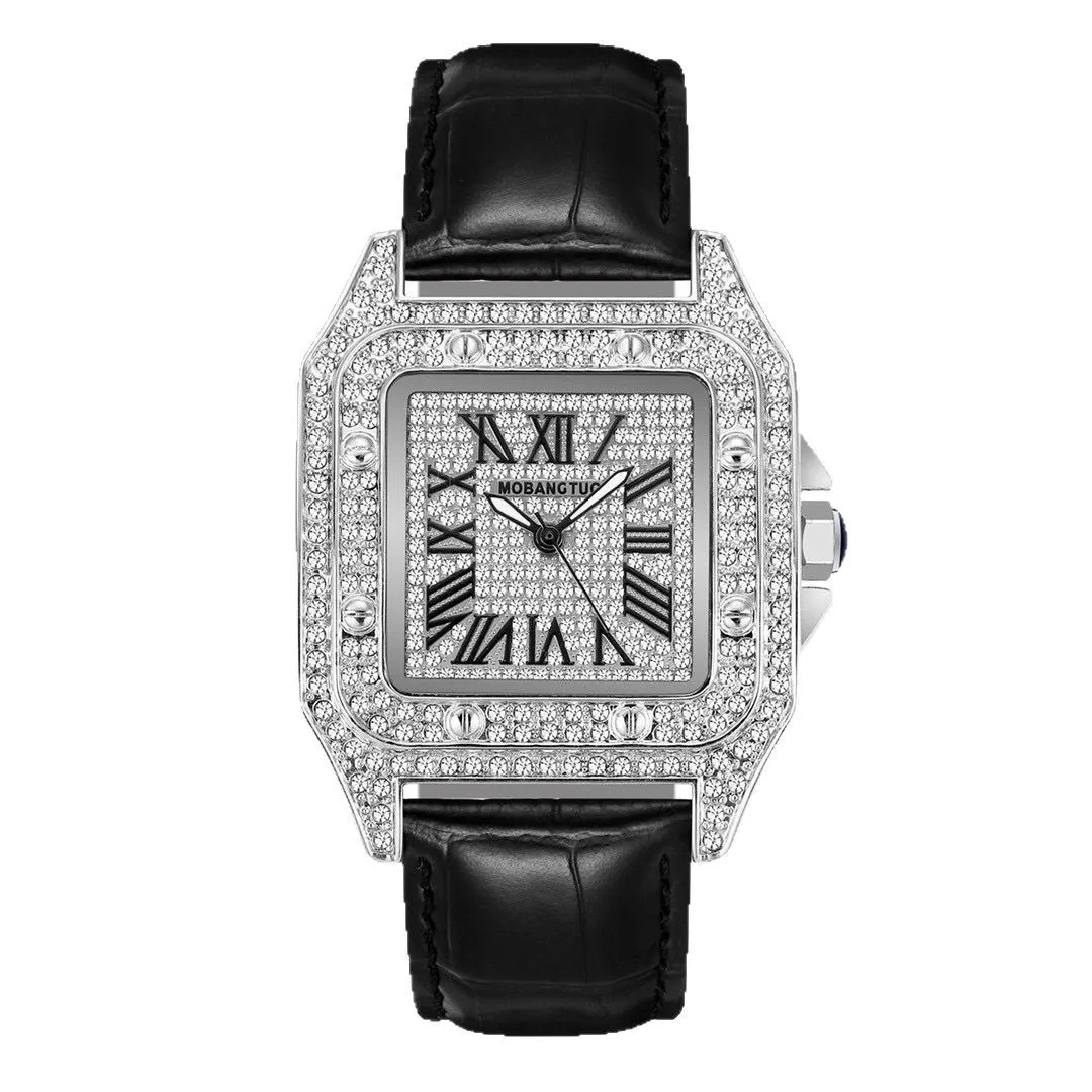 Jam Tangan Pria Bentuk Tonneau Dial Besar New Square 2025, Jam Tangan Quartz Fashion Pilihan Kelas Atas untuk Pria