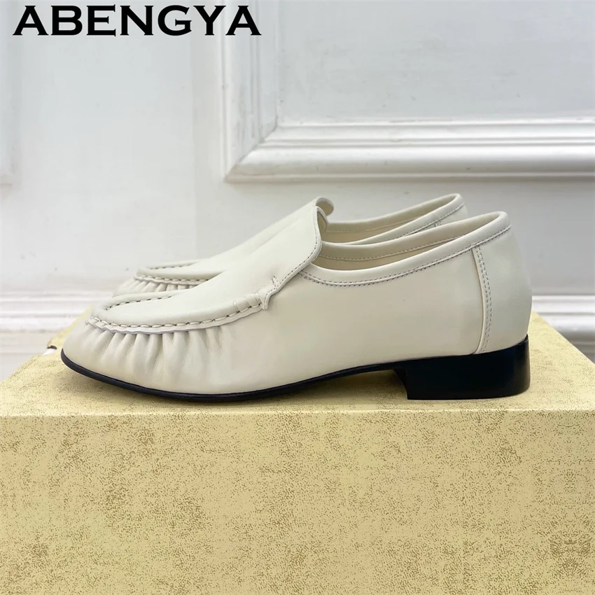 Real Suede Leather Flat Shoes Women Round toe Host Casual Loafers Shoes Summer Colorful Fashion Week Dress Walk Shoes Mujer