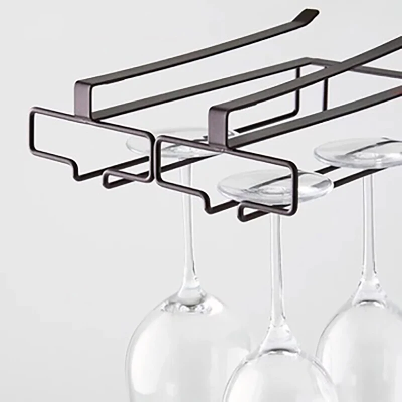 New Stemware Inverted Storage Shelf Wine Glass Holder Hanging Iron Rack Champagne Goblet Cup Under Cupboard