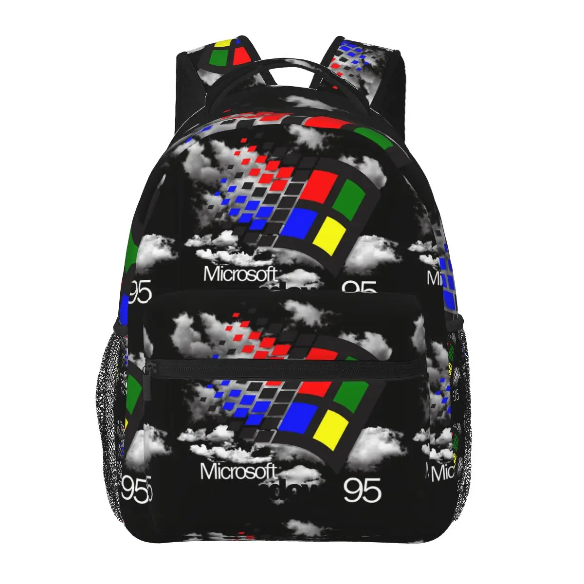 Windows 95 Geeks Nerd Mesh Backpacks Boys Girls Bookbag Children School Bags Cartoon Laptop Rucksack Shoulder Bag Large Capacity