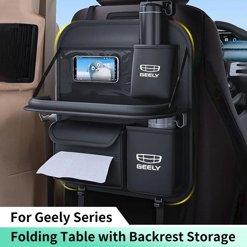 Car Seat Back Organizer For Geely Atlas Coolray Emgrand EC7 EC8 EX7 CK2 Car Backseat Storage Bag with Foldable Table Tray Tablet