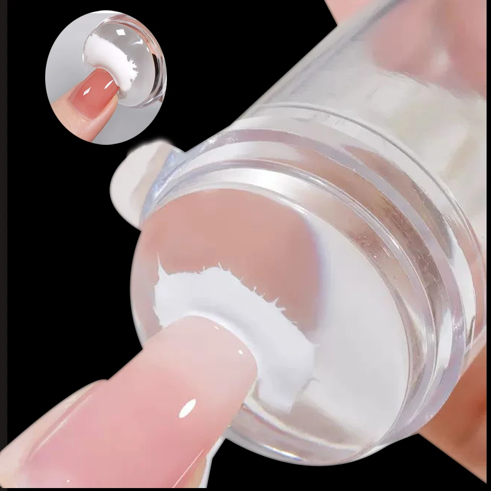 Sello de uñas transparente con raspador, plantilla de sello de uñas de punta francesa, impresión de silicona de gelatina, herramientas de manicura para estampado de esmalte de uñas