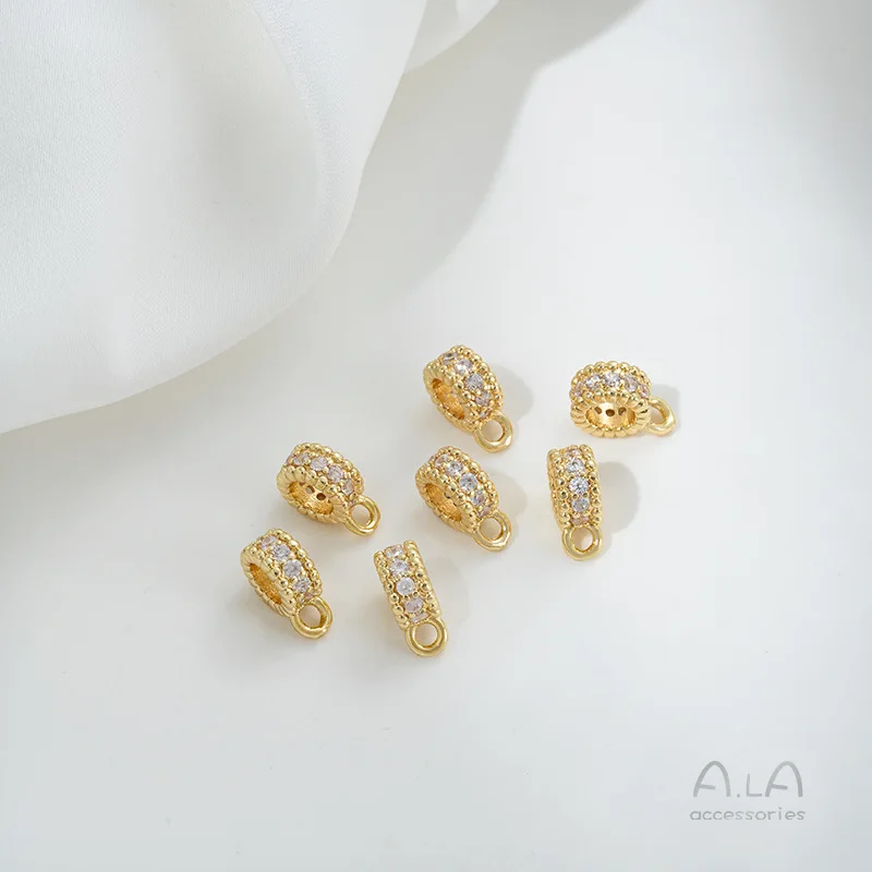 14K Gold-plated Wheel Barrel Beads With Rings, Double-sided Flower Tray Bead Spacer DIY Handmade String Pearl Accessories