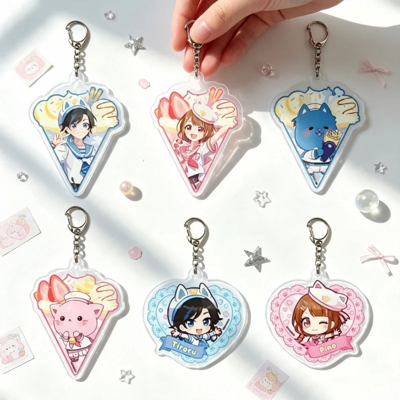 Game Streamer Team Chiropino Various Styles Q-Style Acrylic Pendant Keychain Tiroru / Chiroru Cosplay 6cm Cartoon Character