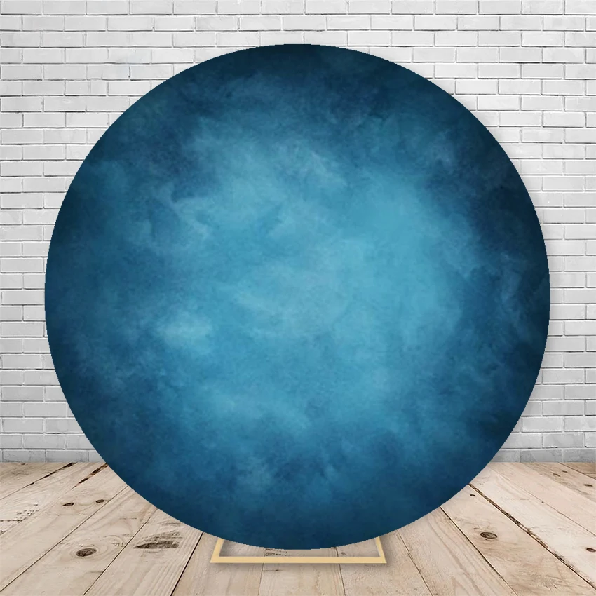 Solid Color Round Backdrop Cover Abstract Gradient Blue Pink Black Newborn Baby Shower Wedding Birthday Party Photo Background