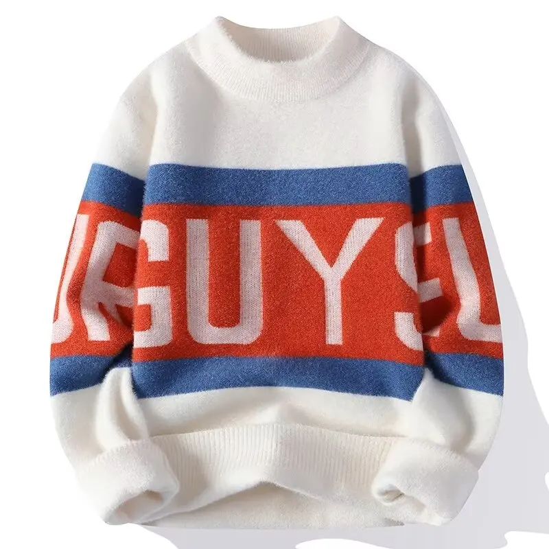 

Зимний теплый плюшевый свитер, пуловеры для мужчин и женщин, 2200, корейский повседневный свитер с круглым вырезом, высокое качество, модная мужская одежда