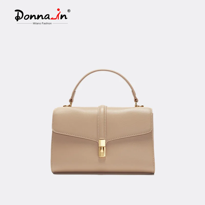 Donna-in Genuine Leather Women Handbag Split Cowhide Red Shoulder Bag Fashion Luxury Designer Cross-body Lady Bags