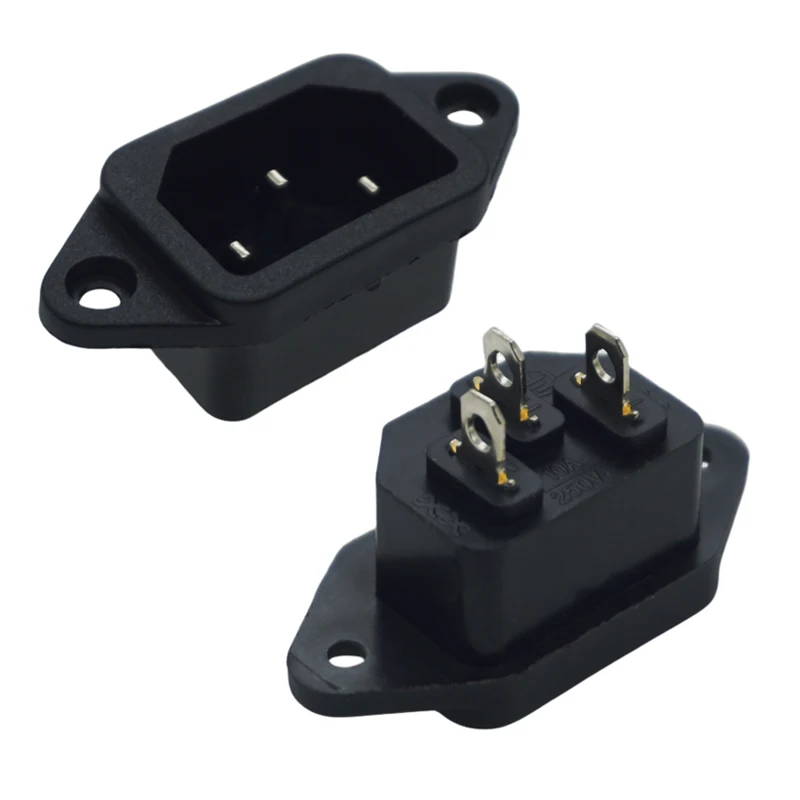 1PCS IEC 320 C14 3Pins Male Plug With screw holes waterproof cover plug Connector AC power socket