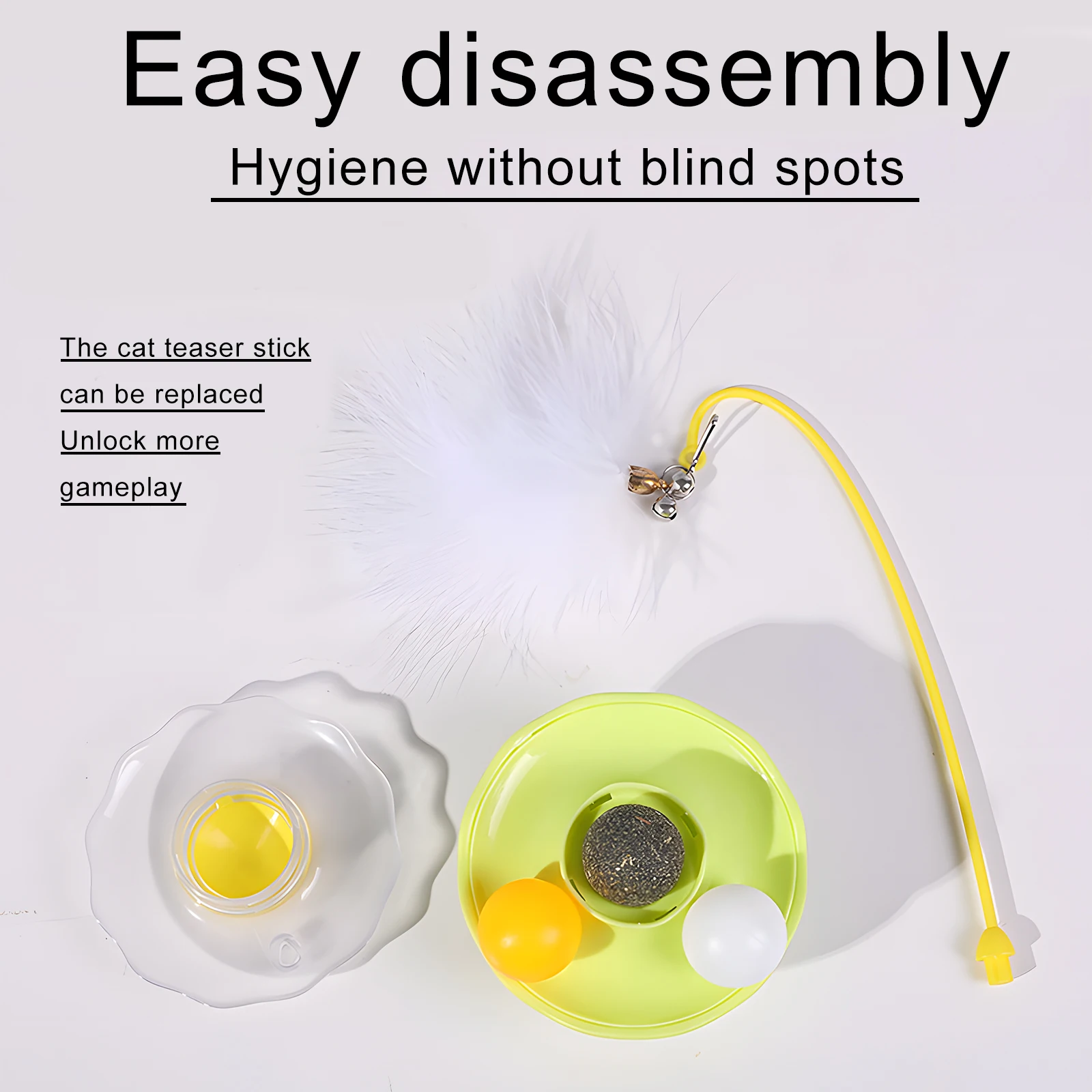 Tumbler Cat Toy Removable Stick Feather Scratching Ball Anti-Bite Turntable Interactive Toy Interesting Pet Supplies