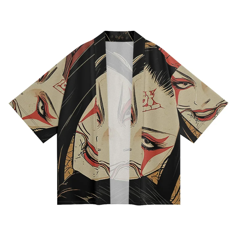 

Летний мужской и женский традиционный подарок хаори, большие размеры, Harajuku Street, аниме, японское кимоно с принтом гейши, повседневный кардиган юката