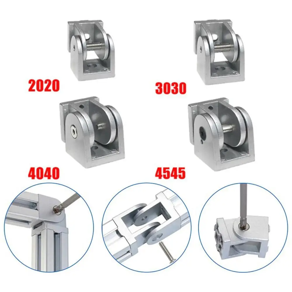 Zinc Alloy Hinge Connector Adjustable Hinge Flexible Pivot Right Angle Connector Sliding Base Aluminum Profile