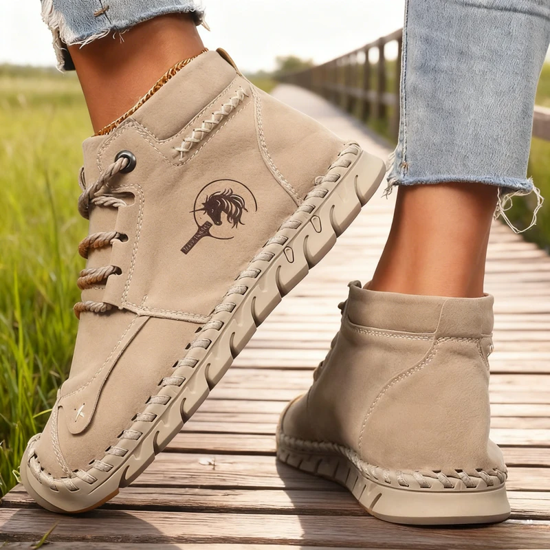 편안한 여성 신발 수제 가죽 캐주얼 남성 신발 디자인 스포츠 신발 통기성 가죽 신발 또한 앵클 부츠 아웃도어