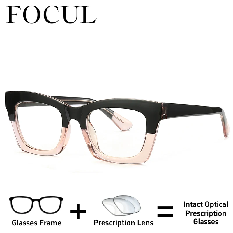 

FOCUL Fashion Square Photochromic Myopia Eyeglasses ProgressiveAnti Blue Light Women Customization Prescription Optical Eyewear