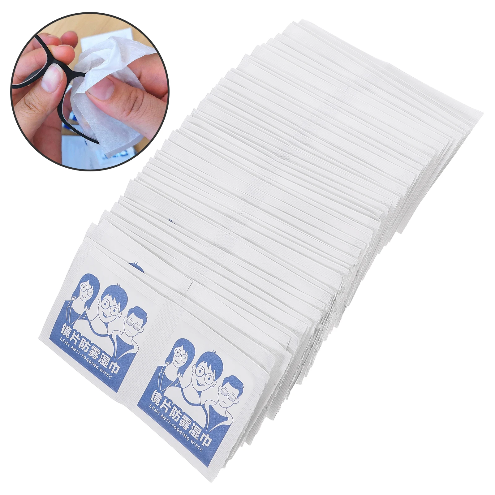 

100pcs Disposable Eyeglass Cleaning Pads Quick Drying Lens Wipes Anti-Fog Glasses Wipes Traceless Dust Removal