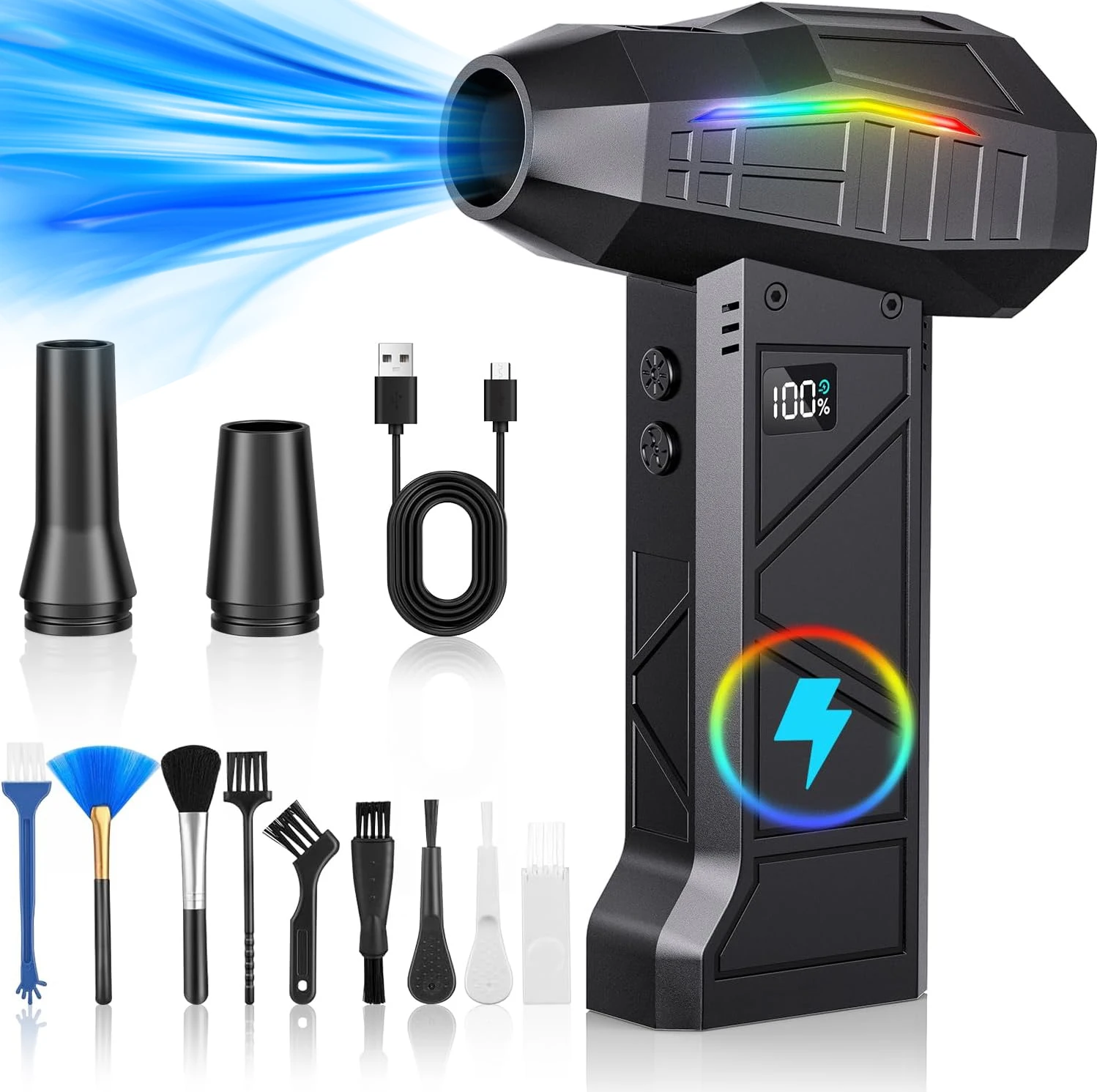 توربو مروحة جيت 200000 دورة في الدقيقة 350 جرام التوجه فرش منفاخ فرش مكنسة كهربائية منفاخ للكمبيوتر/المنزل/السيارة تنظيف منفضة الهواء منفاخ #1