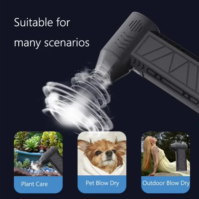 【Fast Delivery】Mini Turbo Jet Fan Electric Air Duster Adjustable Wind Speed Turbo Violent Blower Rechargeable With Light Car Cle