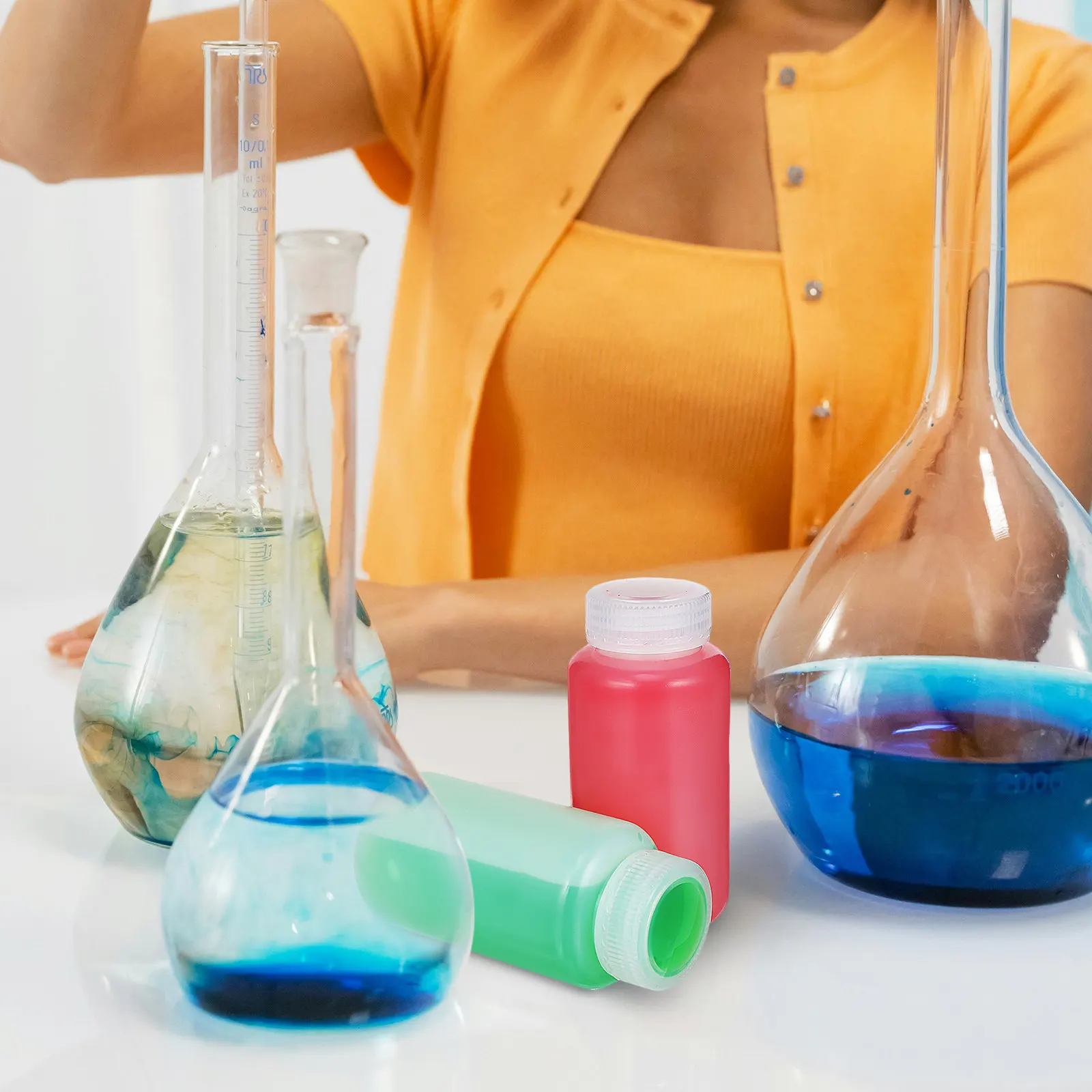 

5 шт. лабораторных бутылок с широким горлышком, пластиковые контейнеры для хранения образцов, герметичные емкости для химикатов, реагентов, лабораторные бутылки