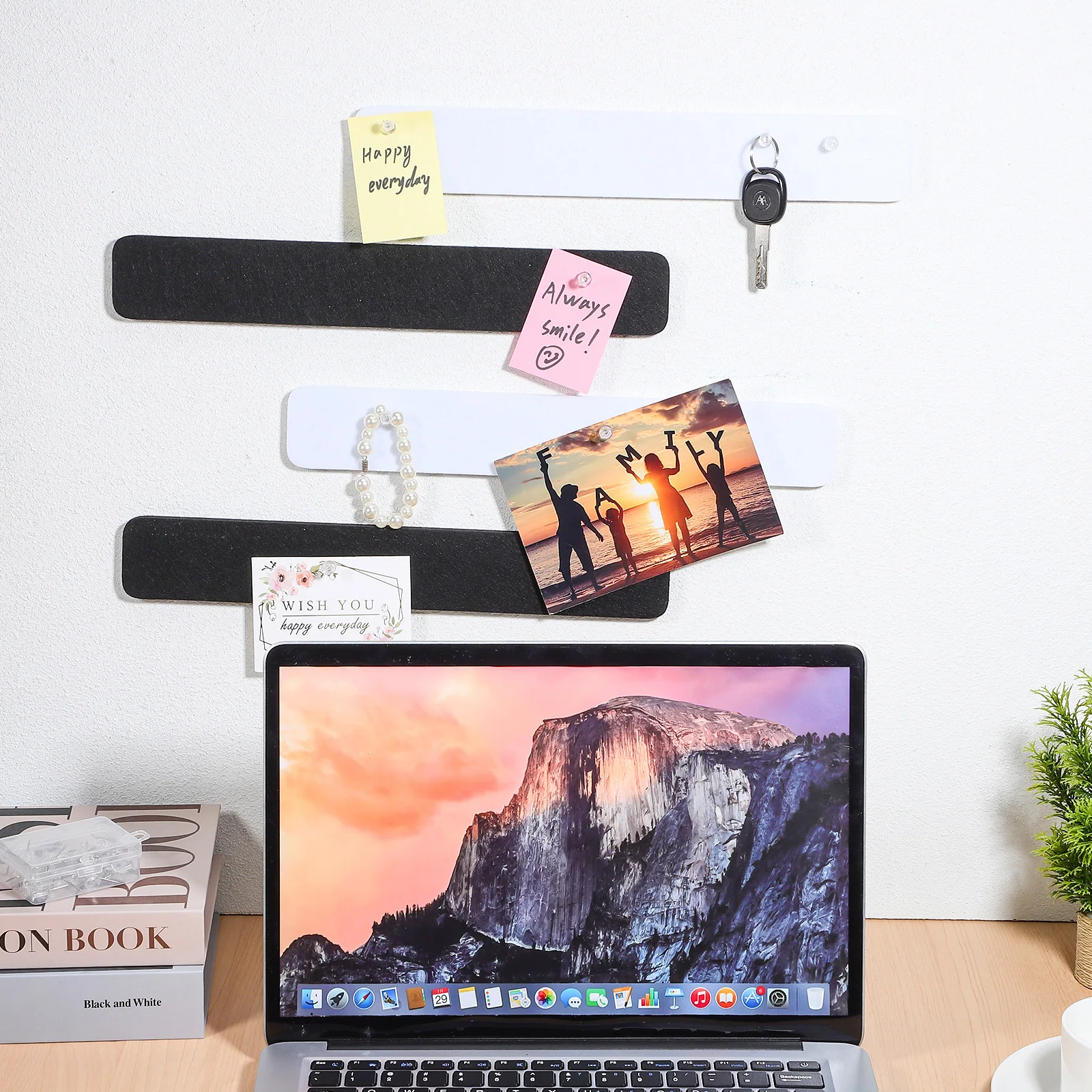 

8Pcs Felt Pin Board Strips Bulletin Board for Wall Easy Installation with Pushpins for Office Classroom Felt Strips