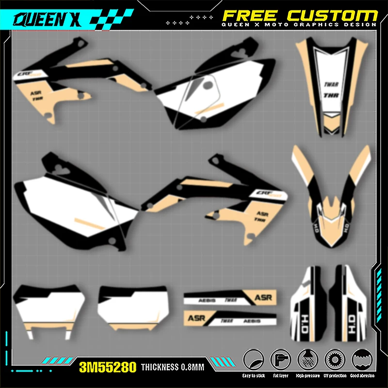 

Queen X MOTOR Custom Team Graphics Decals Stickers Kit For Honda 2005 2006 2007 2008-2018 CRF450X 013
