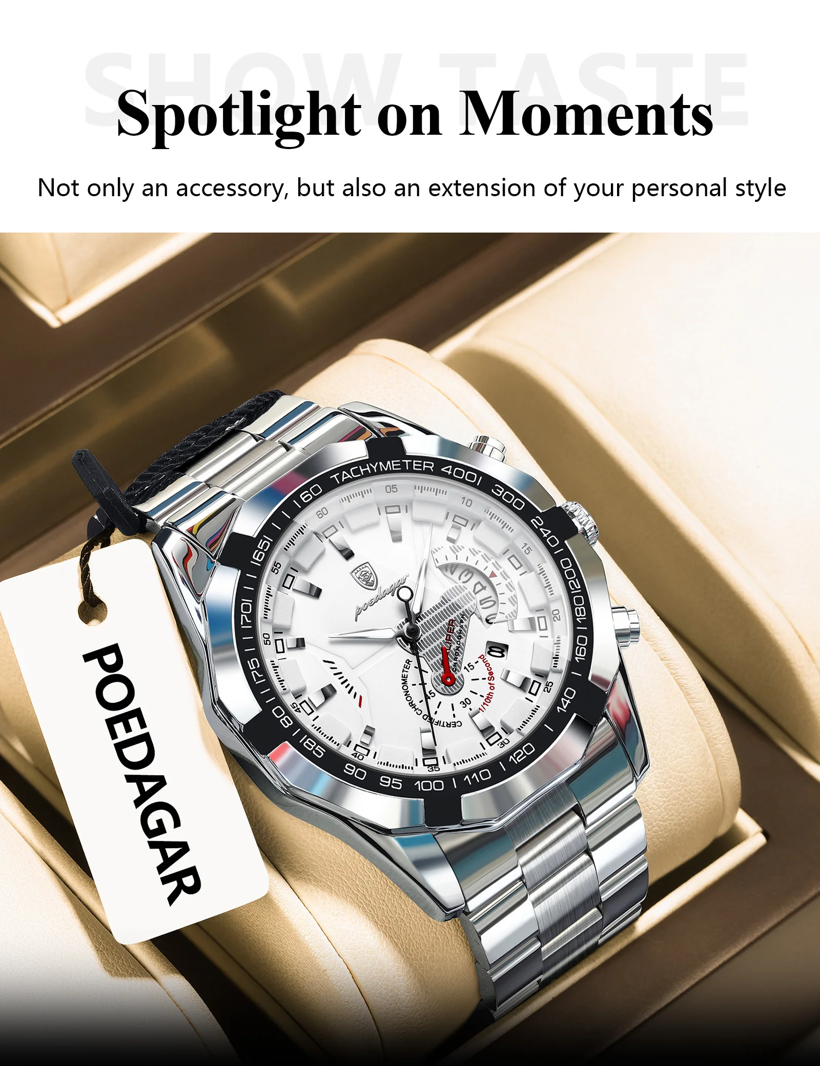 POEDAGAR Luxus Marke Mann Uhr Wasserdicht Leucht Datum Sport Mann Armbanduhr Edelstahl Mode Quarz herren Uhren Reloj – Detail 5
