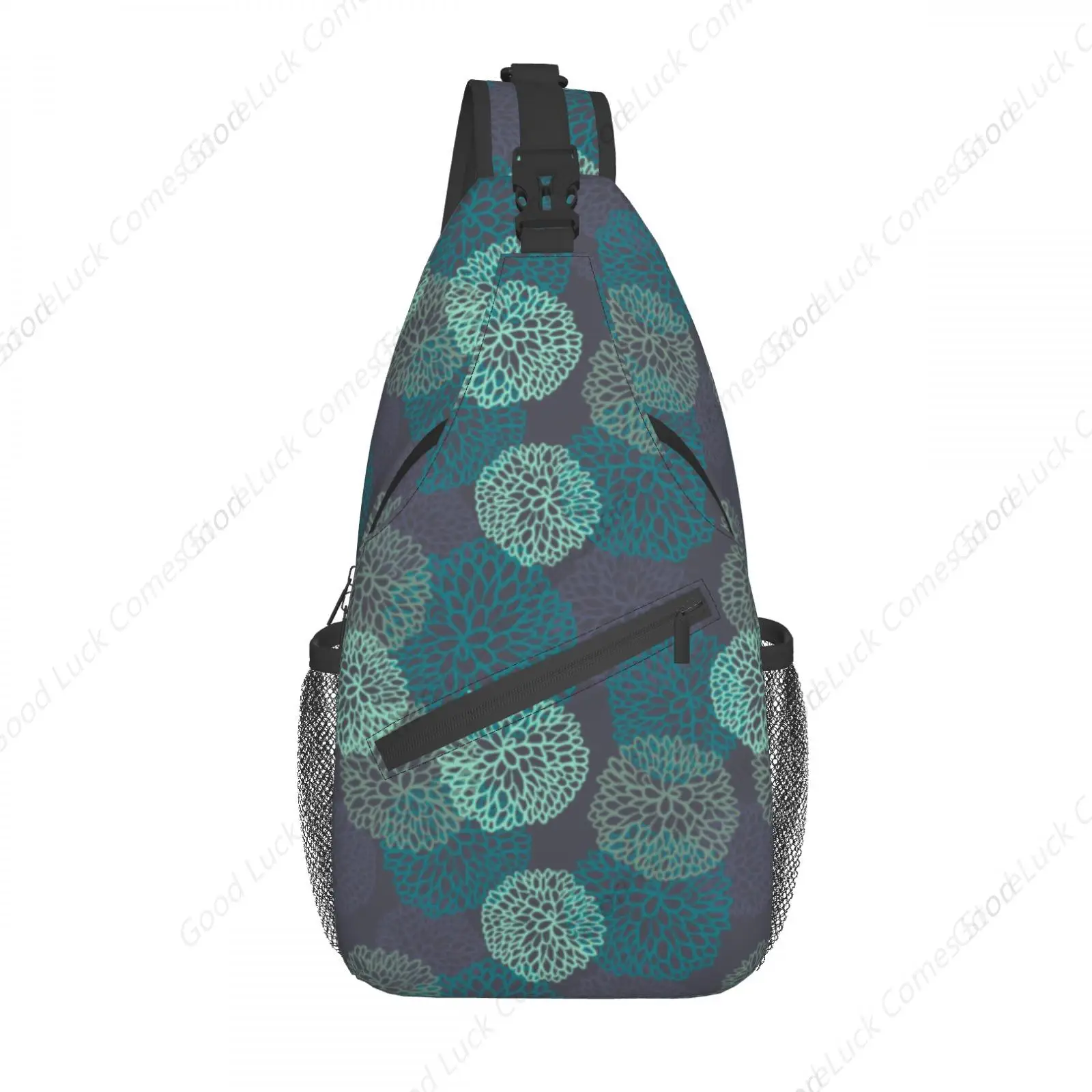 

Oceanic Floral Waves Crossbody Bags Trendy Sling Backpack Chest Shoulder Bag Gym Cycling Travel Hiking