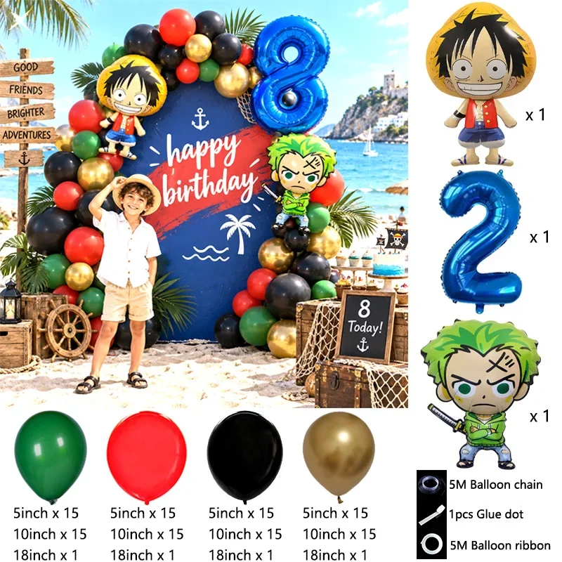 One Piece Party Balloon Garland Arch Globos Kit, DIY Balloon Bouquet Set for Kids Birthday Celebration Background Decor view 3