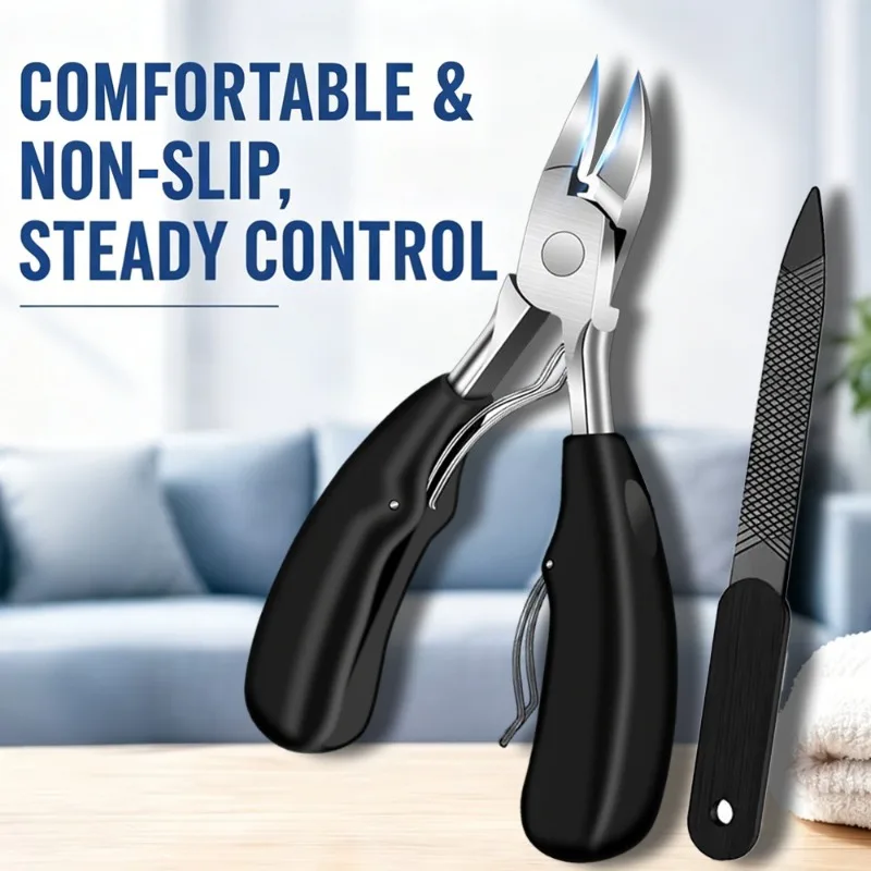 Anti-Splash Curved Nail Clippers Premium Nail Clippers 2pcs Set | Stainless Steel Blades, Concave Edges
