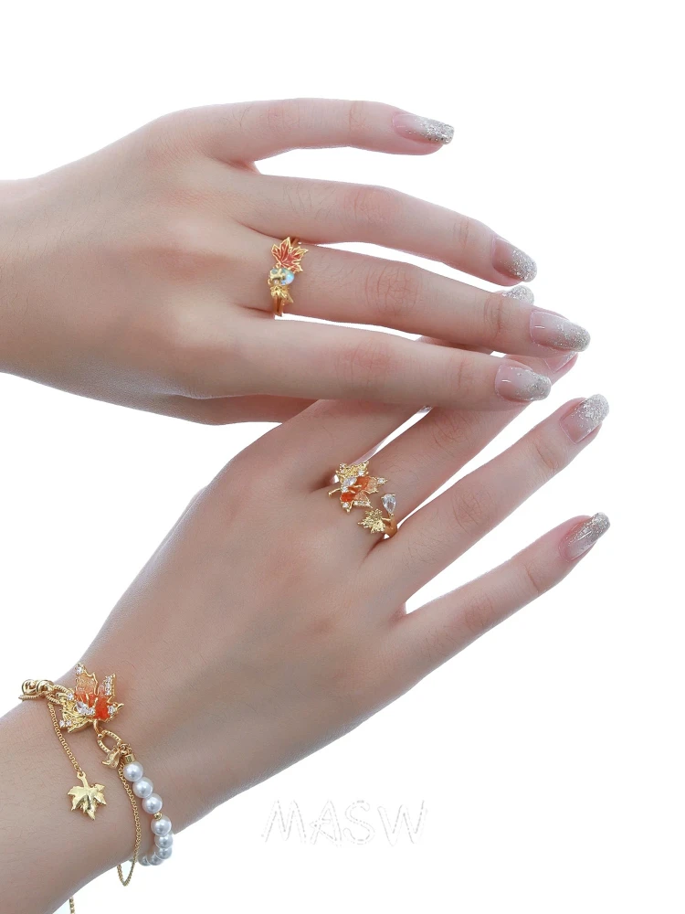 MASW Original Design Cute Style Maple Leaf Rings For Women 2026 Trend New Lovely Jewelry Popular Accessories Hot Selling