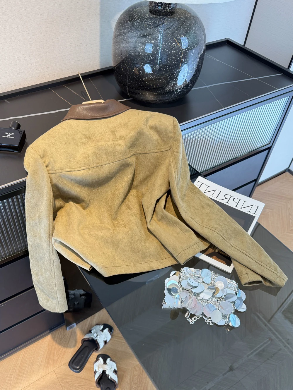 

Retro Korean Sle ort Suede Jaet Men's Faionable Unique Beautiful Top Warm Long Sve Zipper Closure Casual Outerwear