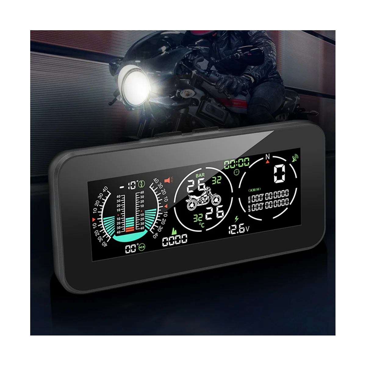 F3 Motorcycle 3 in 1 Tire Pressure Monitor GPS Speedometer Vehicle Speed Tachometer Slope Meter TPMS LCD Digital HUD