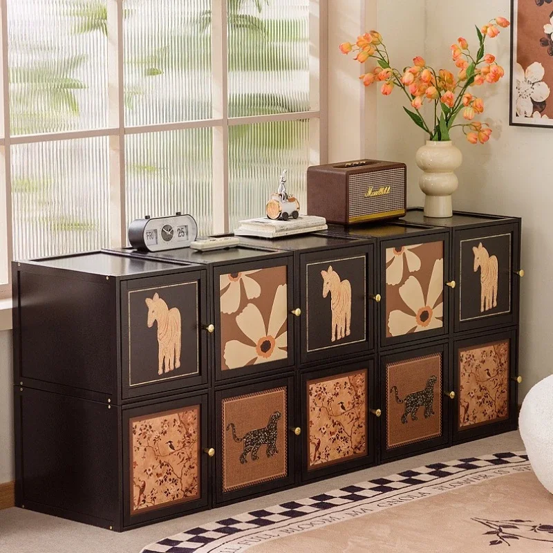 

New Model Household GoodsSolid Wood Module Bookcase Living Room Floor TV Cabinet Free Combination Display Cabinet Premium