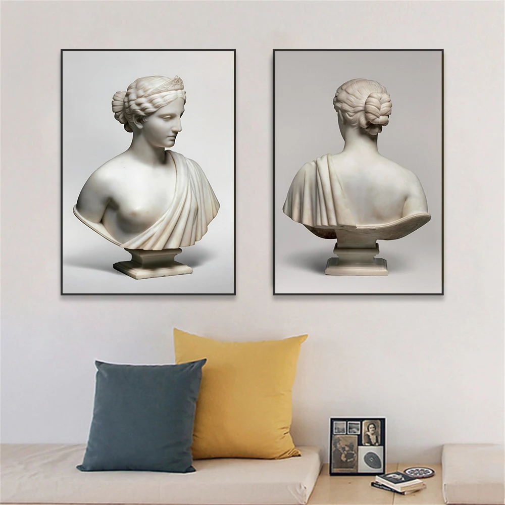 Woman Greek Bust Statue Poster Modern Greek Mythology Art Prints Aesthetic Sculpture Wall Art Canvas Painting Home Room Decor