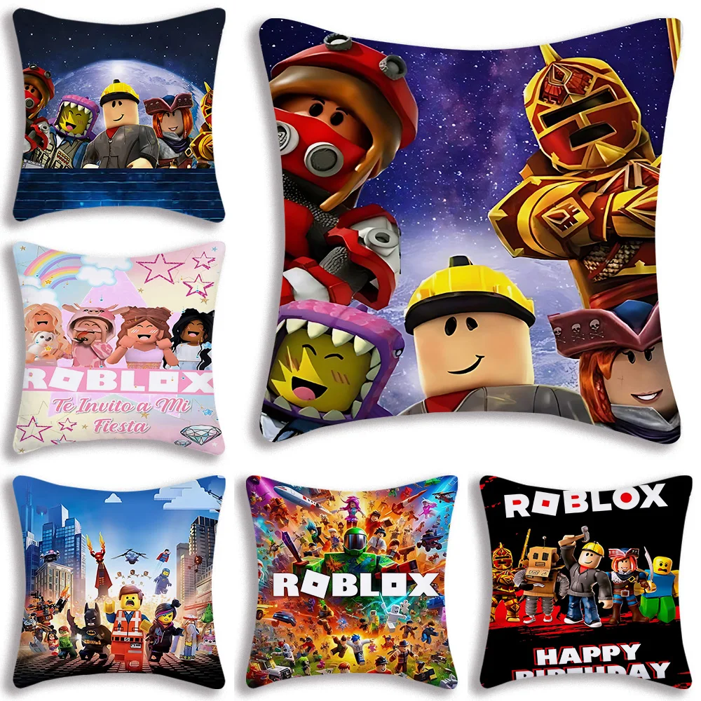 Funny Mr. Bean Pillow Covers Cartoon For R-R-RobloxS Sofa Decorative Home Double-sided Printing Short Plush Cute Cushion Cover