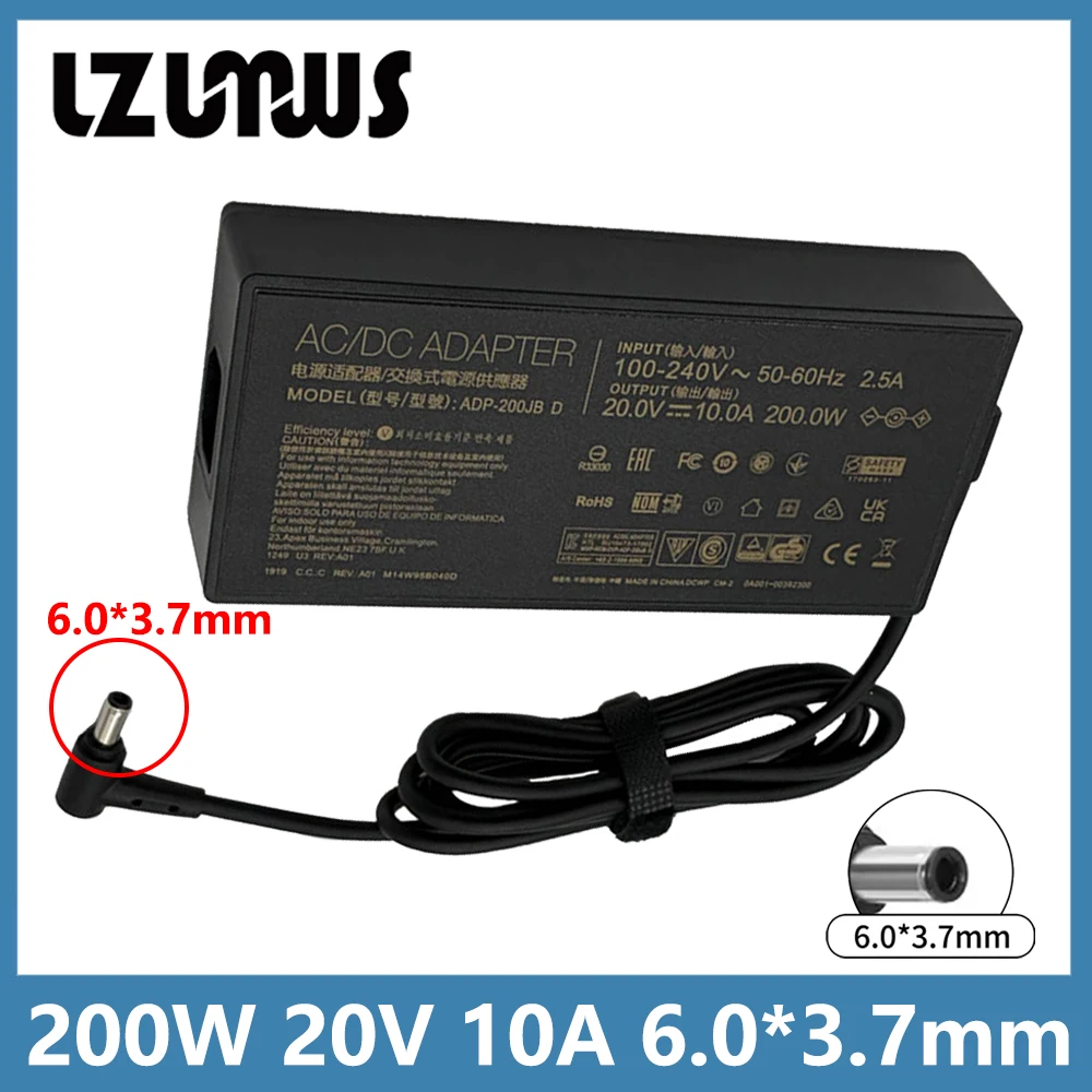 200W 20V 10A Laptop Charger Adapter ADP-200JB D For ASUS TUF DASH F15 FX516PR FA506QR ROG ZEPHYRUS G15 GA503QM-HQ121R