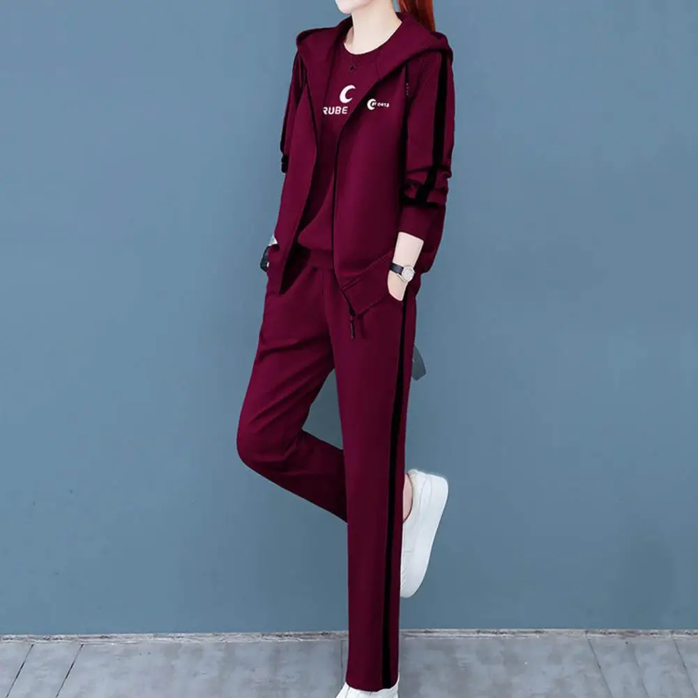 Letter Print Sweatshirt Pants Set Autumn Tracksuit Top Vest Pants 3 Pieces Set Sweatpants Set Korean Winter Women Hoodies Suit