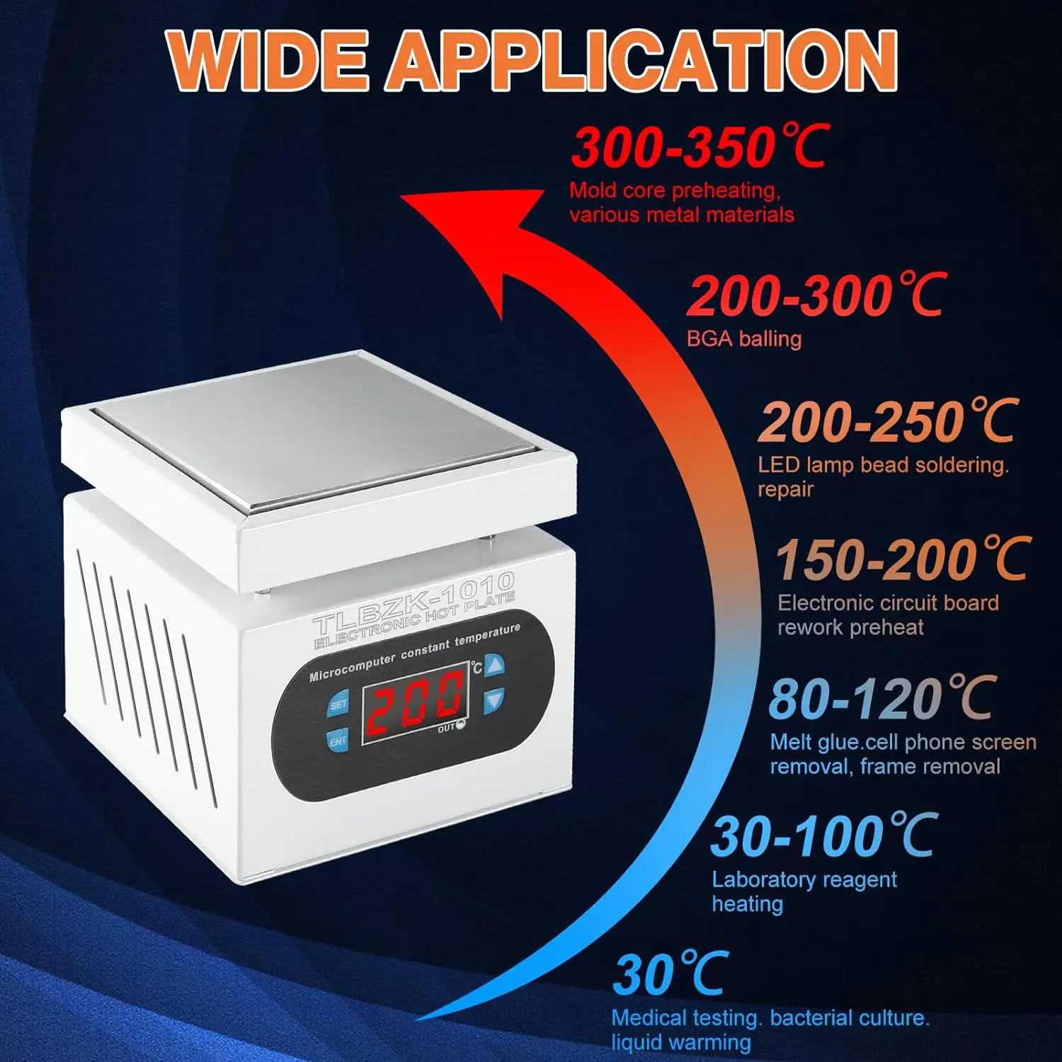 500 W Mikrocomputer Elektrische Heizplatte Rework Löten Vorheizstation Schweißer 150X150mm 0-400 ° C – Detail 4