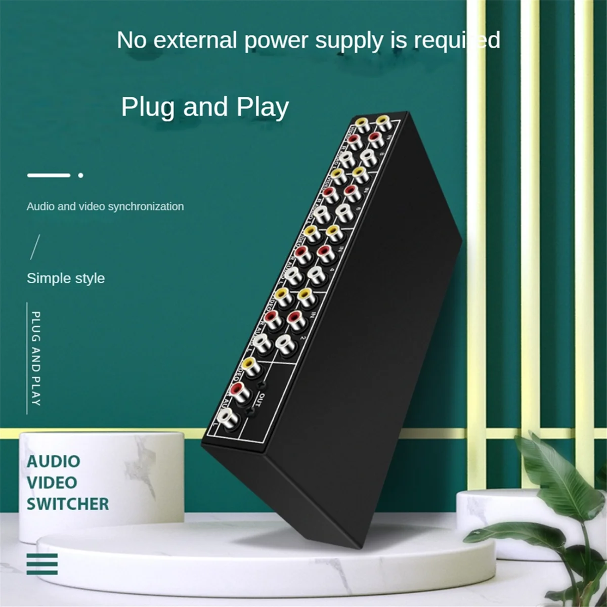 

ADEGBO-Improved Eight in One Out AV Switch Selector Video L/R Audio Selector Box 8-Port