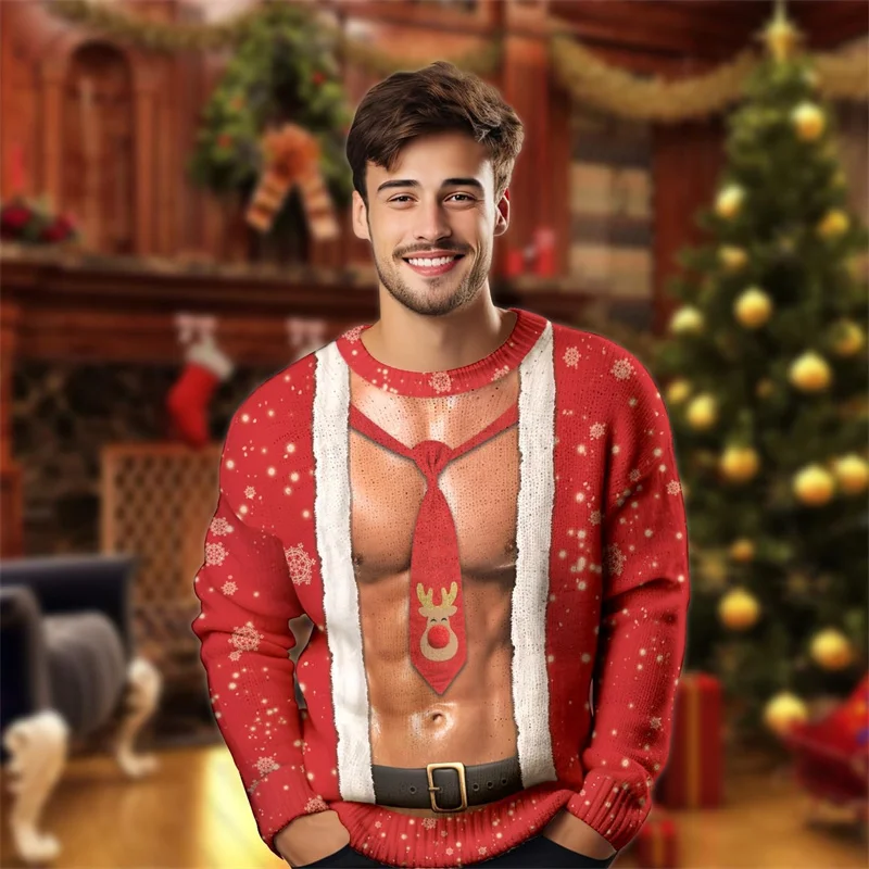 مثير مضحك وهمية العضلات 3D طباعة القبيح عيد الميلاد سترة اللياقة البدنية الرياضة طويلة الأكمام البلوز البلوز عيد الميلاد ملابس فريدة من نوعها سترة